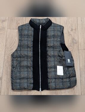 $1110 Mens UNDERCOVER Check Padded Vest Gray/Black 3 - Large